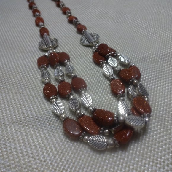Stunning "GOLD SUNSTONE" Handmade STERLING Necklace Size 18" #959A - Picture 2 of 3